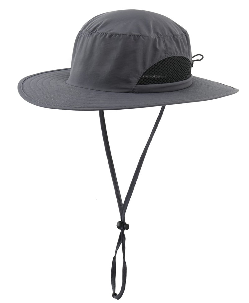 LLmoway Boys Quick Dry Breathable Summer Bucket Hat UV Protection Kid Wide Brim Mesh Safari Hat Grey - Image 1